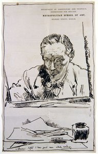 Selvportrett ser i et speil (penn og blekk på papir) av William Orpen