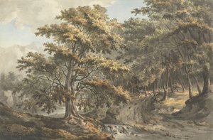 Landskap med elve- og storfedriver i bakgrunnen av William P. Sherlock