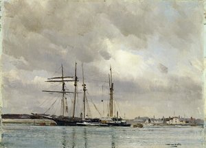 Båter i havnen, laster China Clay, ca. 1900