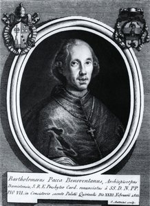 Portrett av Bartolomeo Pacca (1756-1844), italiensk kardinal, gravering av Nicolas Toussaint Charlet