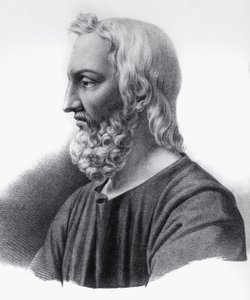 Portrett av Pedanius Dioscorides (cirka 40-cirka 90), gresk lege, botaniker og farmasøyt, gravering av Nicolas Toussaint Charlet