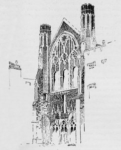 Østfronten av St. Stephens Chapel slik det så ut etter brannen i 1834, c1897 av William Patten