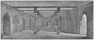 Interiøret i krypten kalt Powder Plot Cellar under Old Palace of Westminster, c1883