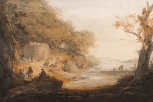 The Lime Kiln på Crabtree overfor Saltram, Devon (blekk og wc på papir)