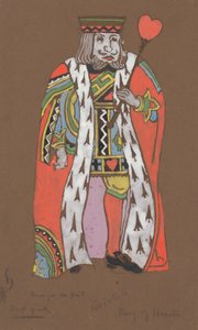 King of Hearts kostymedesign for Alice-in-Wonderland, 1915.