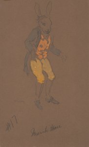 Mars Hare-kostymedesign fra Alice-in-Wonderland, 1915.