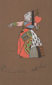 Queen of Hearts kostymedesign for Alice-in-Wonderland.