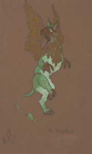 Gryphon-kostymedesignet for Alice-in-Wonderland, 1915. av William Penhallow Henderson