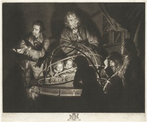 En filosof holder et foredrag om Orrery av William Pether after Joseph Wright