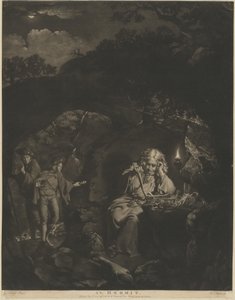 En eremitt av William Pether after Joseph Wright
