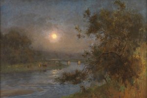 Når skumringen forsvinner under månen (olje på lerret) av William Playfair Dickson
