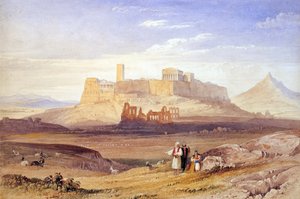 Utsikt over Athen med Akropolis og Odeon av Herodes Atticus - Purser, William (1789-1852) - Første kvartal av 1800-tallet. - Olje på lerret - 26x40 - Benaki-museet, Athen