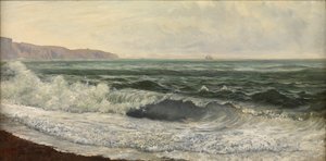 Rough Weather, West Bay, Dorset (olje på panel) av William Pye
