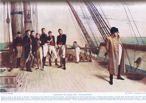 Napoleon ombord på Bellerophon, illustrasjon fra 