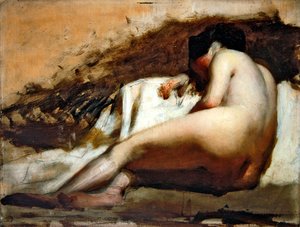 Nakenstudie (olje om bord)