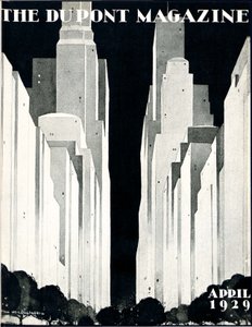 Skyskrapere, forsiden av DuPont Magazine, april 1929 av William R. Jr. Hollingsworth