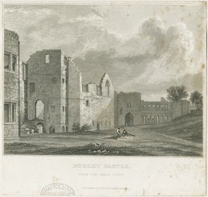 Dudley Castle - The Keep: stålgravering, nd [c1831] av William Radclyffe