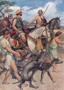 Pelopidas drar til Theben (farge litho) av William Rainey