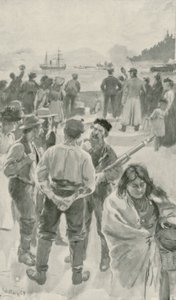 Ankomsten av det årlige skipet til Fort York, Hudson Bay av William Rainey