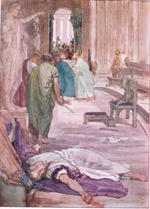 Mordet på Cæsar, fra Plutarch Lives utgitt av T C & E C Jack Ltd, 1920-tallet av William Rainey