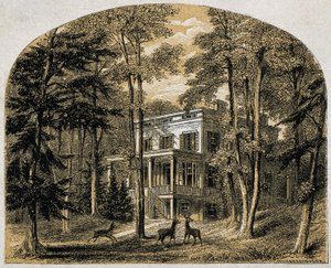 James John Audubons hjem "Minniesland", pub. C 1861 (tregravering)
