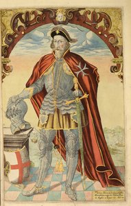 Sir Thomas Docwra, fra nHonor Military, og Civill, William Segar, pub. Robert Barker, London, 1602 (håndfarget gravering)