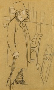 Kjenneren - Muligens et portrett av Mons. Julien, ca. 1890 (kull og hvitt kritt på papir) av William Rothenstein