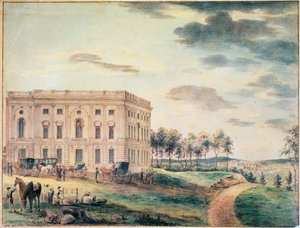 A View of the Capitol of Washington før den ble brent ned av britene, ca. 1800 (wc på papir)