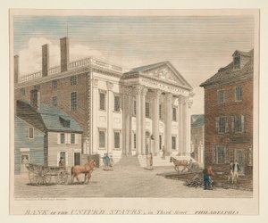 Bank of the United States, i Third Street Philadelphia av William Russell Birch