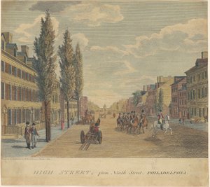 High Street, fra Ninth Street, Philadelphia av William Russell Birch