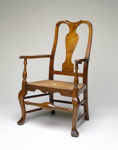 Lenestol, ca. 1745-60 (myk lønn, atlantisk hvit sedertre, gul poppel og siv) av William Savery