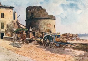 Bastion ved kysten, Ceriale (fargelitografi)