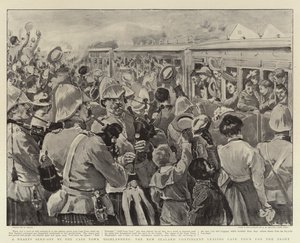 En hjertelig sending fra Cape Town Highlanders, New Zealand-kontingenten forlater Cape Town til fronten