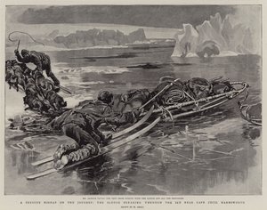 Et alvorlig uhell på reisen, sleden bryter gjennom isen nær Cape Cecil Harmsworth av William Small