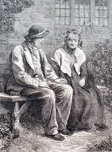 Et eldre ektepar. Av William Small (1843-1929), en engelsk illustratør. 1880 (gravering) av William Small