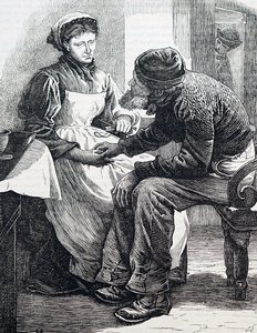 Et eldre ektepar. Av William Small (1843-1929), en engelsk illustratør. 1880 (gravering) av William Small