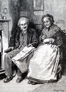 Et eldre ektepar. Av William Small (1843-1929), en engelsk illustratør. 1880 (gravering) av William Small