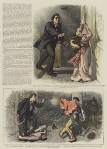 Illustrasjon for An Episode of West Woodlands, av Bret Harte (chromolitho) av William Small