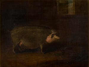 A Pig in a Sty, ca. 1823 (olje på lerret)