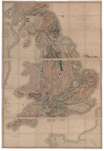 Avgrensning av lag i England og Wales med en del av Skottland Det første geologiske kartet over