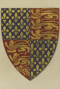 Arms of King Edward III, fra graven hans i Westminster Abbey Church (chromolitho) av William St John Hope