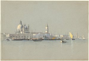 Utsikt over Giudecca-kanalen mot Salute og Campanile of San Marco av William Stanley Haseltine