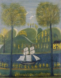 Under full seiling, andre kvartal 1800-tallet (olje og kasein () på gips og lekte) av William Stephen Coleman