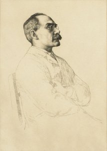Portrett av Rudyard Kipling 1865-1936. av William Strang