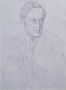 Portrett av Sir Henry John Newbolt (1862-1938) poet, 1898 (sølvpunkt på papir) av William Strang