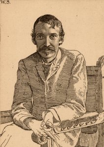 "Robert Louis Balfour Stevenson (1850-1894) skotsk forfatter av William Strang