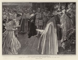 Etter dronningens kroning bøyer Hennes Majestet seg for kongen av William T. Maud