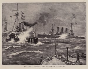 Sjømanøvrene, H M S Benbow in a Heavy Sea