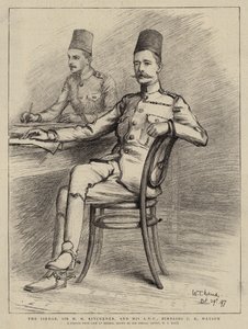 Sirdaren, Sir HH Kitchener, og hans ADC, Bimbashi JK Watson (litho) av William T. Maud