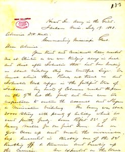Brev fra W. T. Sherman, hovedkvarter, Army in the Field, Jackson, Mississippi, til [David D.] Porter, 19. juli 1863 av William T. Sherman